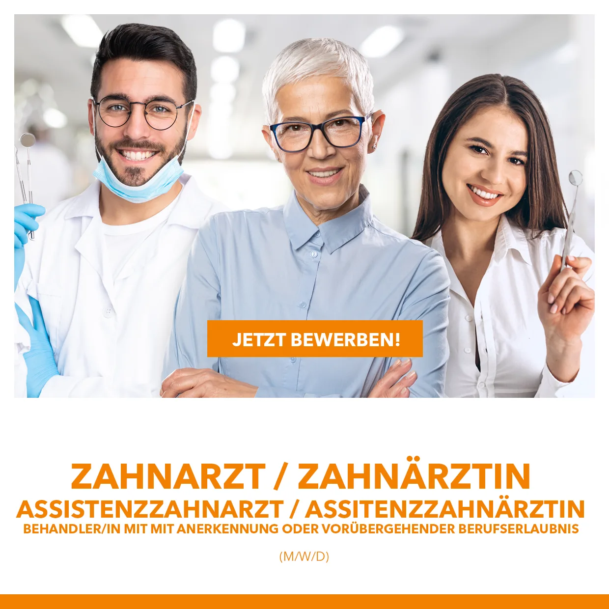 Zahnarzt Zahnärztin Assistenzzahnarzt Assistenzzahnärztin Behandler/in mit Anerkennung oder vorübergehender Berufserlaubnis